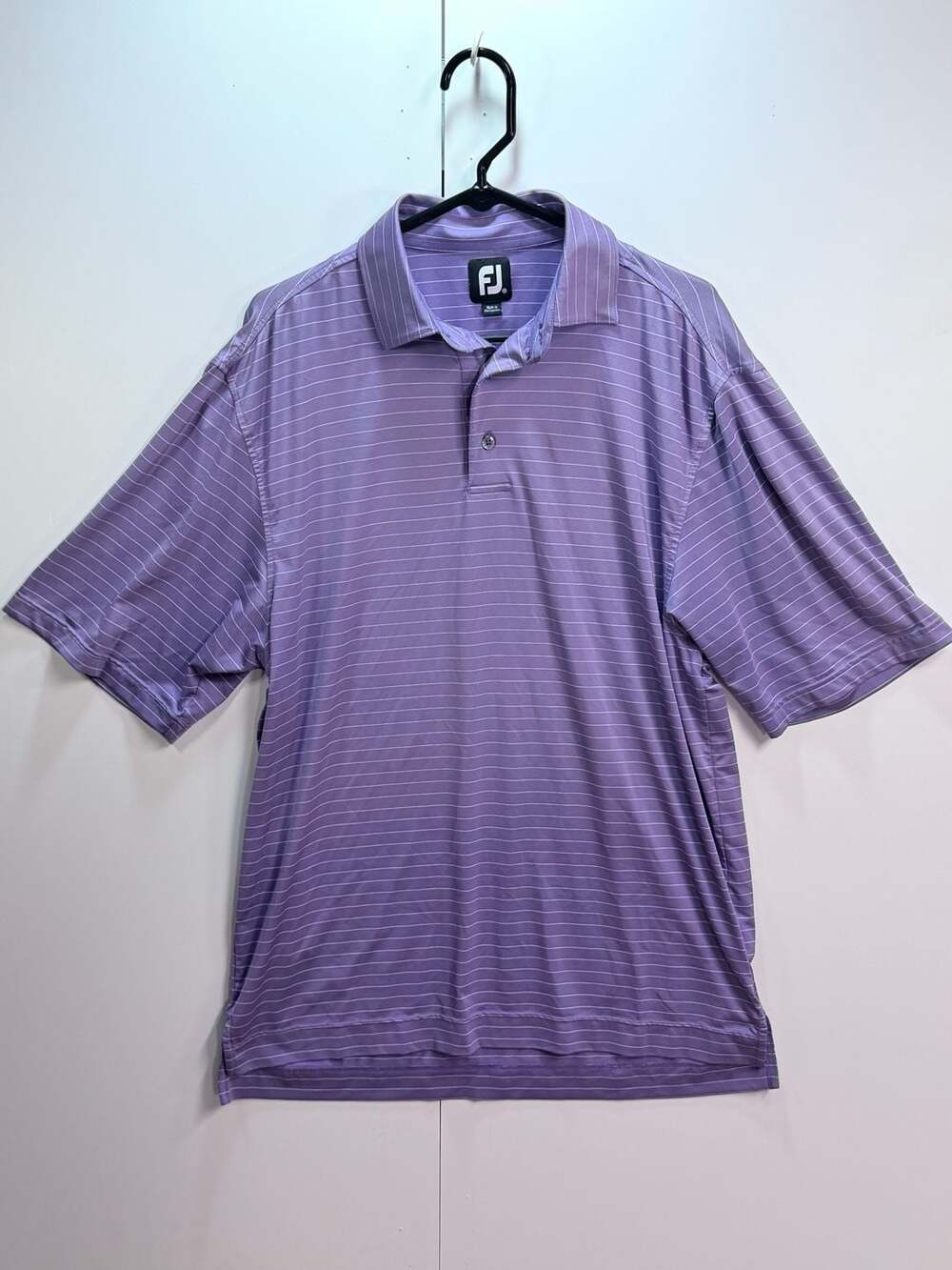 FootJoy Polo Shirt Size M Purple Striped Golf Performance